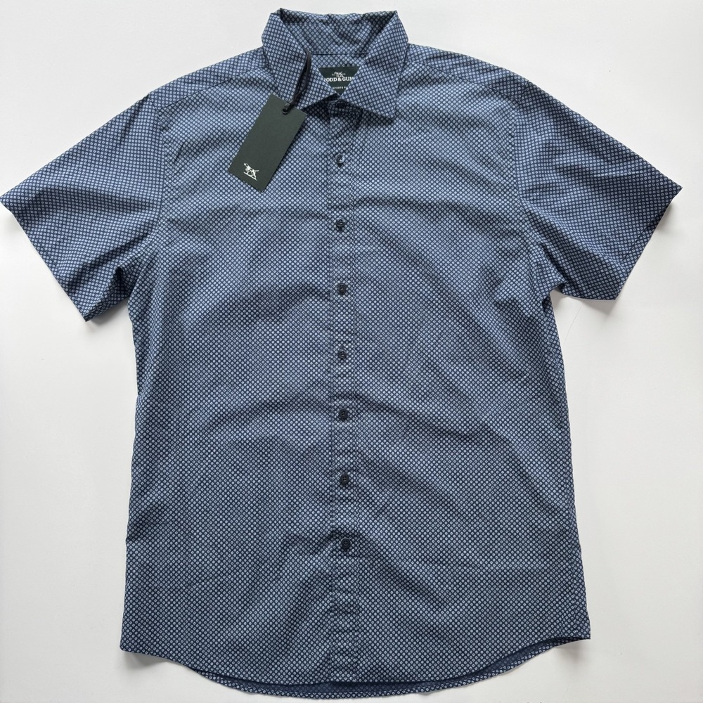 RODD & GUNN Oxford Terrace SS Shirt Floral‎ Button Up Mens Large Sport Fit Blue